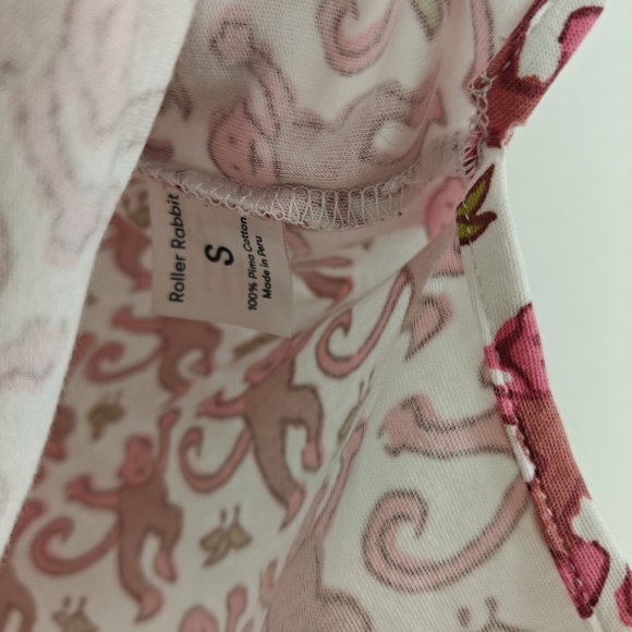 Roller Rabbit Pima Cotton Monkey Printed Short Sleeve Pajama T-shirt Size Small - Picture 14 of 14